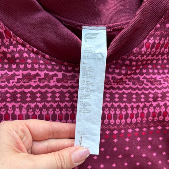 Fabletics Holly Seamless Long Sleeve Top, Fair Isle Purple, Women's Large - Picture 4 of 7
